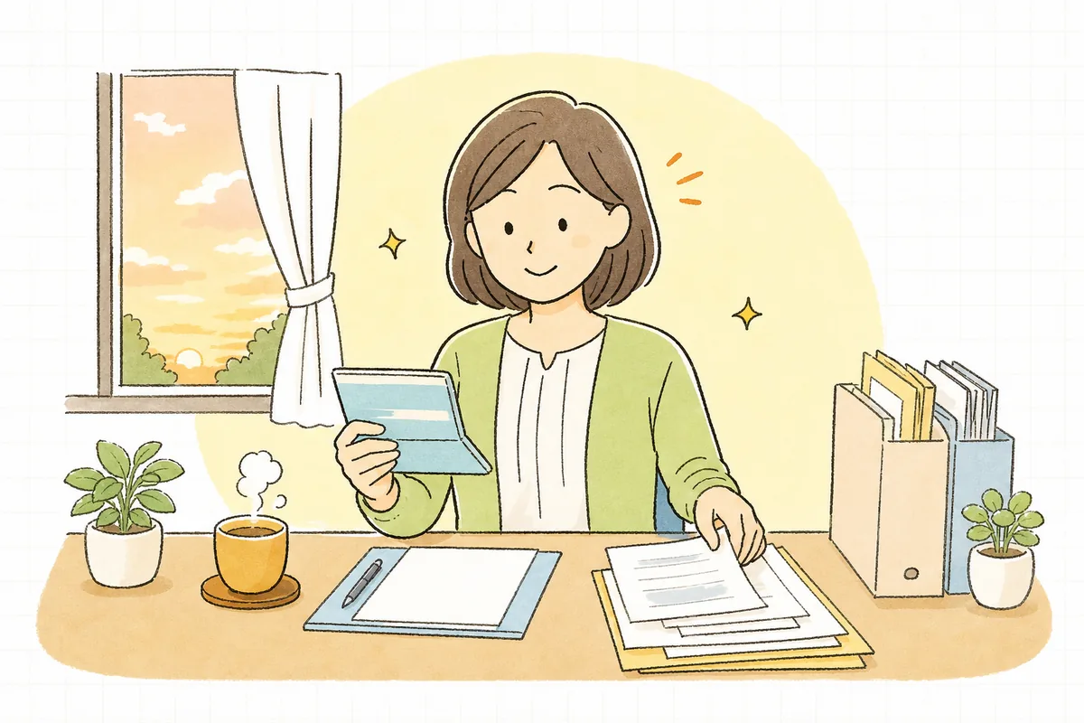 入金差額の原因が分かり、すっきりした表情で消し込みを進めるひとり経理の担当者